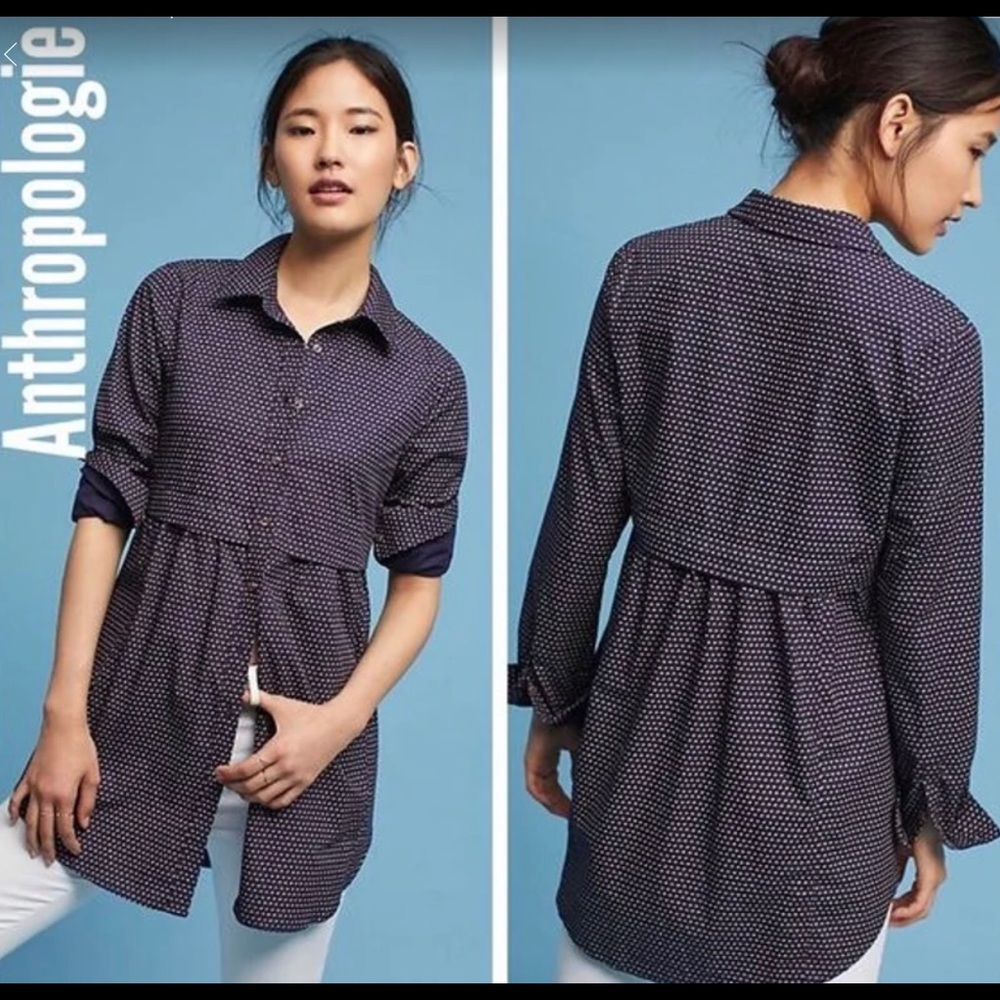 🌻 Anthropologie Maeve Aled Polka Dot Tunic Top